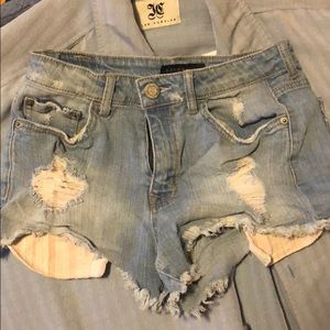 Light wash high waisted shorts